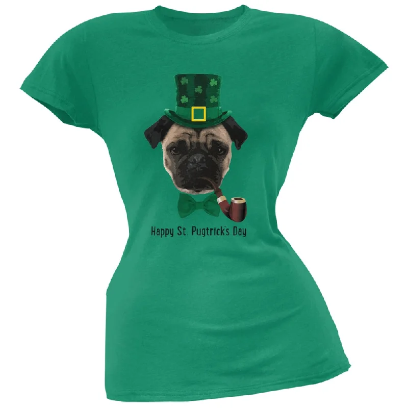 Casual T-ShirtsSt. Patrick's -  Pugtrick's Day Funny Pug Kelly Green Juniors Soft T-Shirt