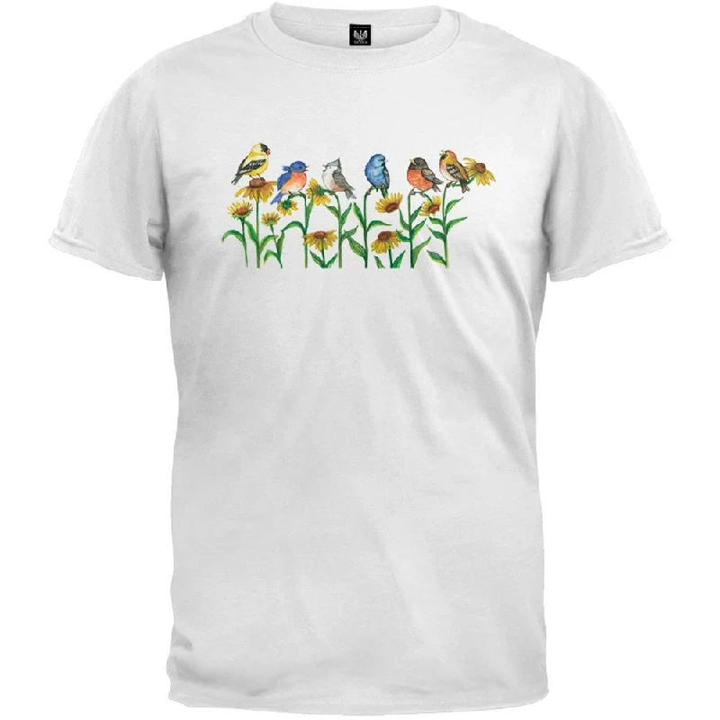 Travel T-ShirtsBirds on Flowers White T-Shirt