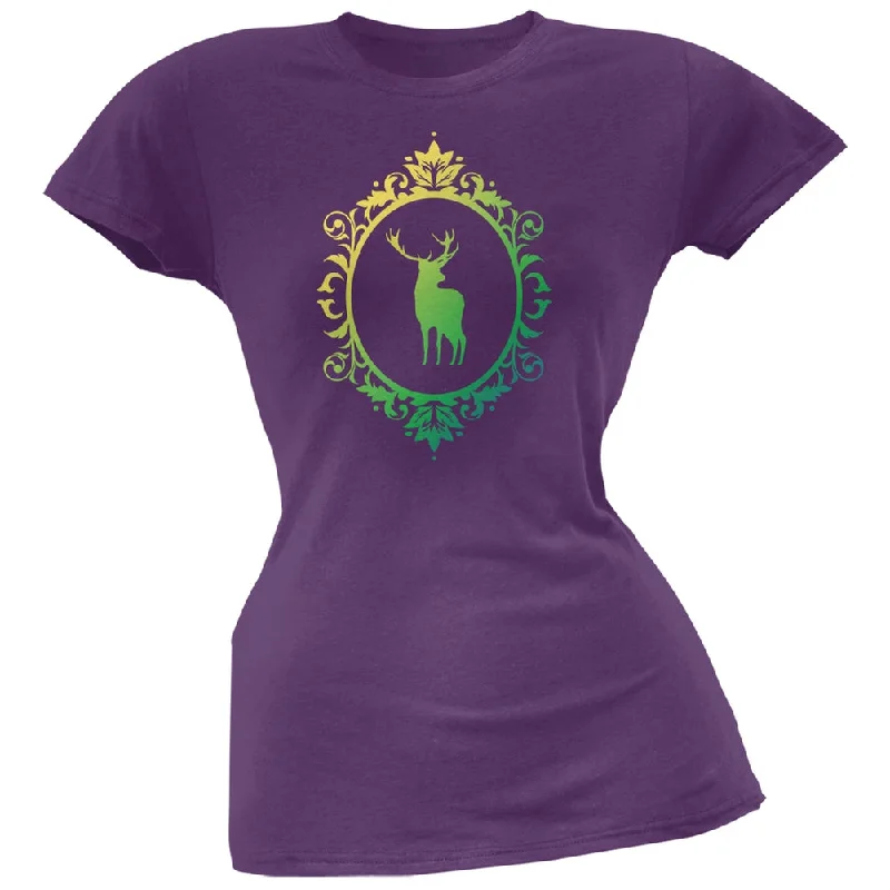 Cropped T-ShirtsDeer Silhouette Purple Soft Juniors T-Shirt