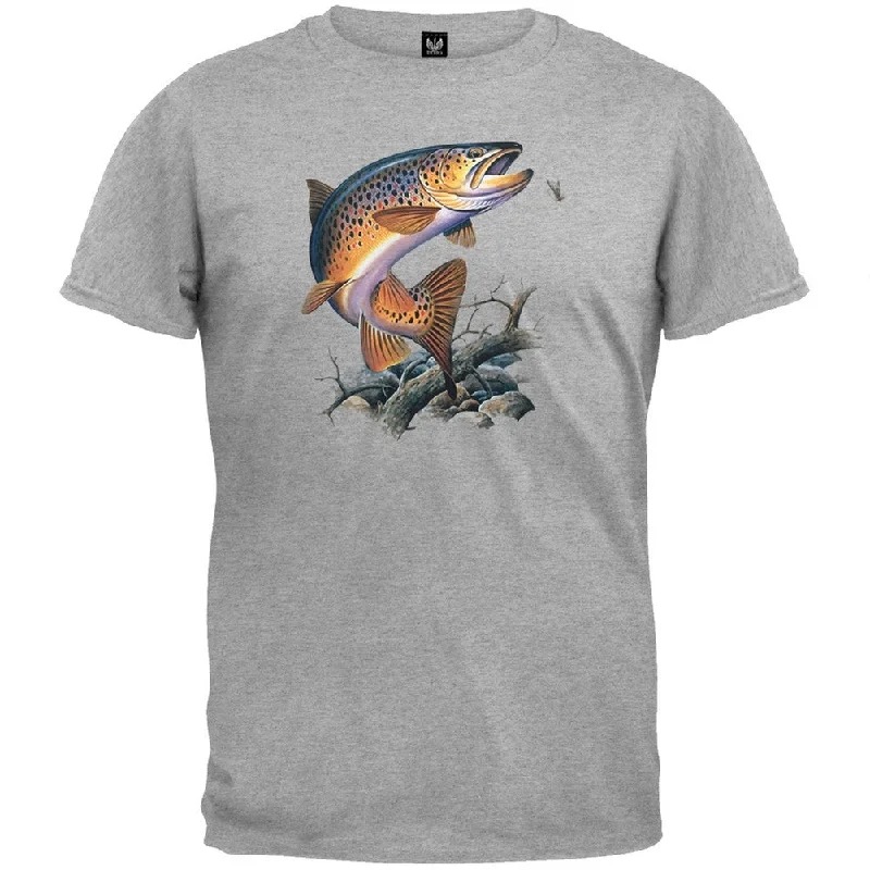 Fitted T-ShirtsBrown Trout Heather Gray T-Shirt