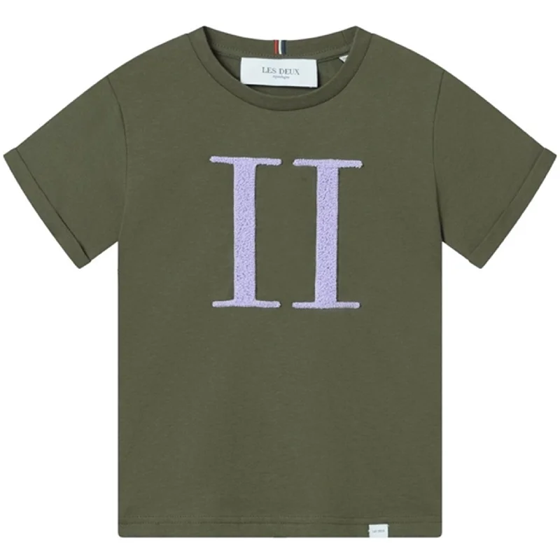 Lounge T-ShirtsLes Deux Kids Olive Night/Light Orchid Encore Bouclé T-Shirt