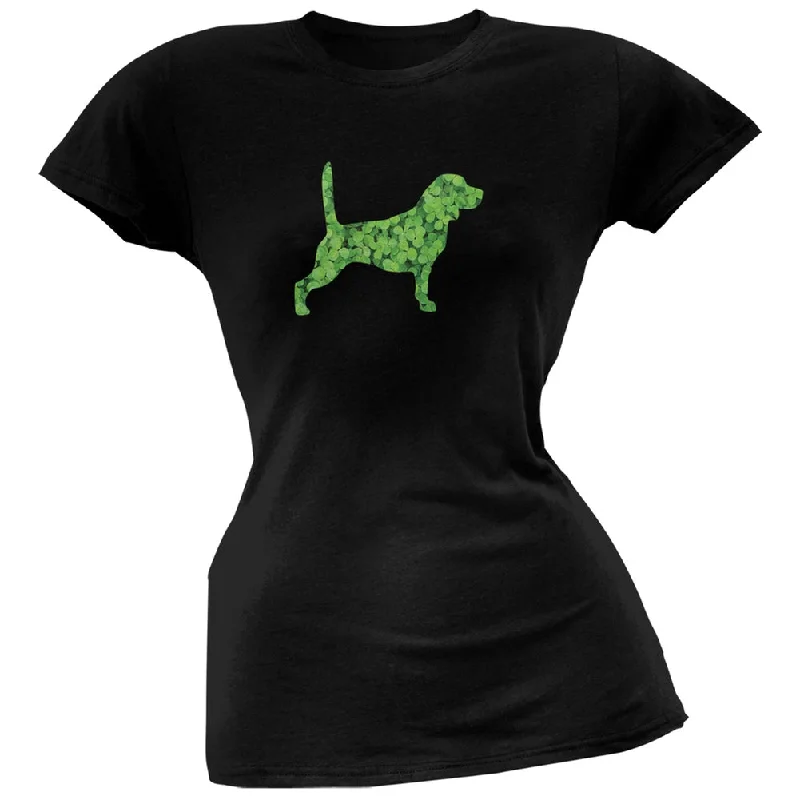 Organic Cotton T-ShirtsSt. Patricks Day - Beagle Shamrock Black Soft Juniors T-Shirt