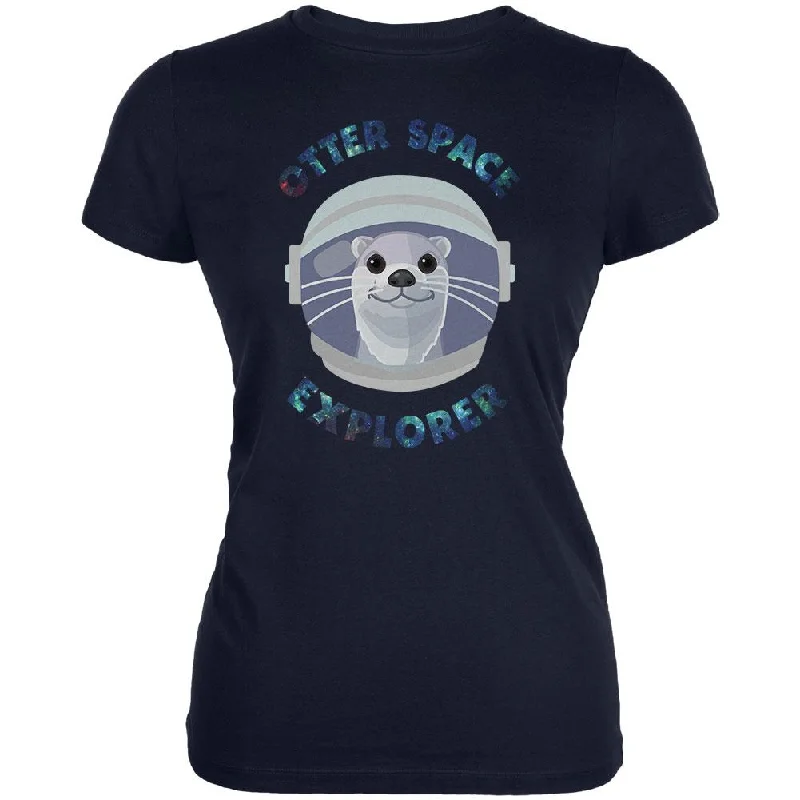 Leather-Paneled T-ShirtsOtter Outer Space Explorer Cute Juniors Soft T Shirt