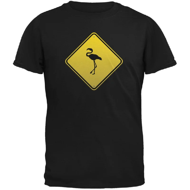 Skateboard T-ShirtsFlamingo Crossing Sign Black Adult T-Shirt