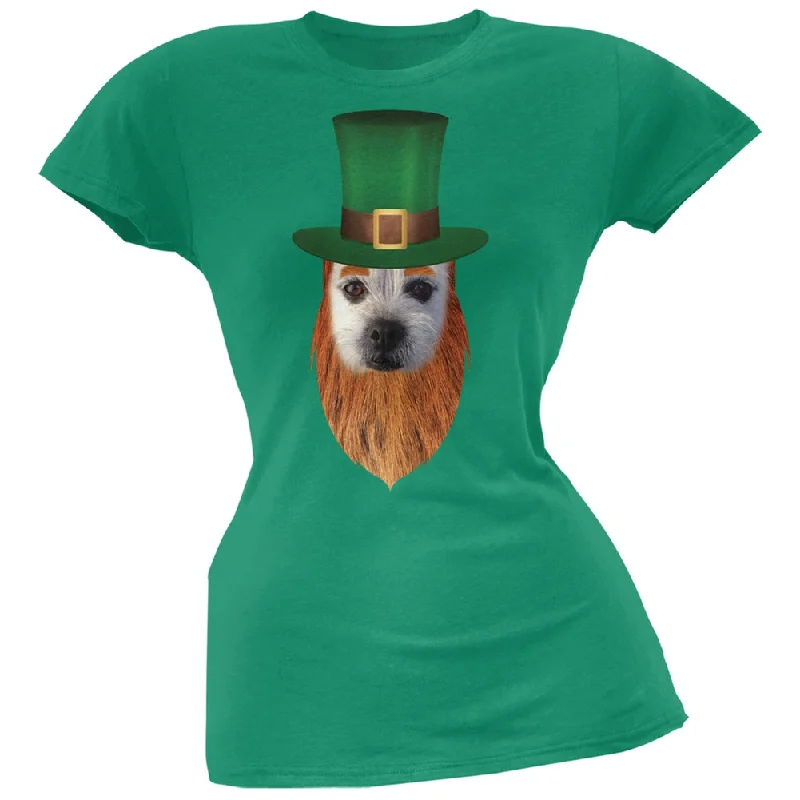 Striped T-ShirtsSt. Patricks Day - Funny Leprechaun Dog Kelly Green Soft Juniors T-Shirt