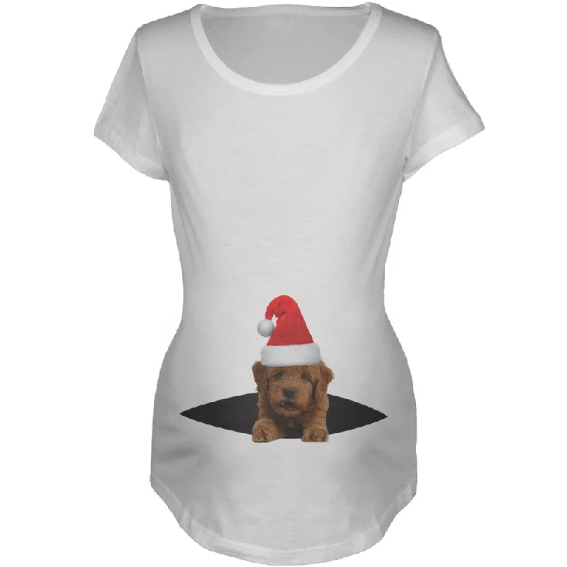 Yoga T-ShirtsPeeking Christmas Puppy Women's Maternity T-Shirt