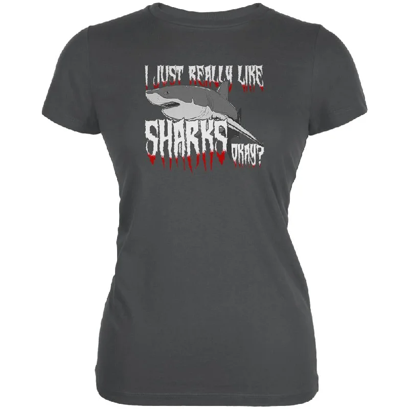 Asymmetrical T-ShirtsI Just Really Like Sharks Okay? Juniors Soft T Shirt