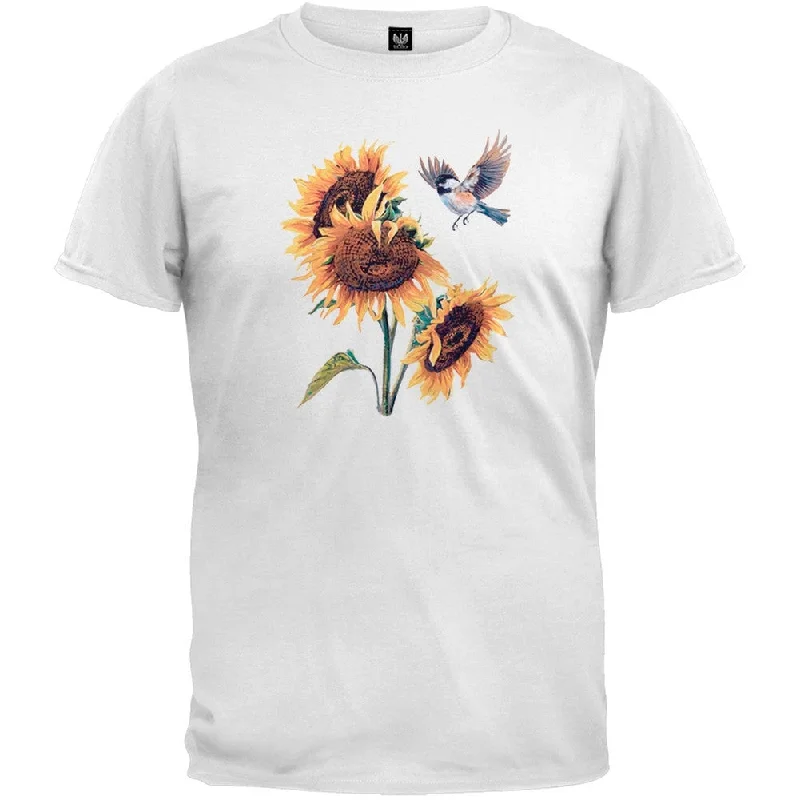 Metallic T-ShirtsChickadee and Sunflower White T-Shirt