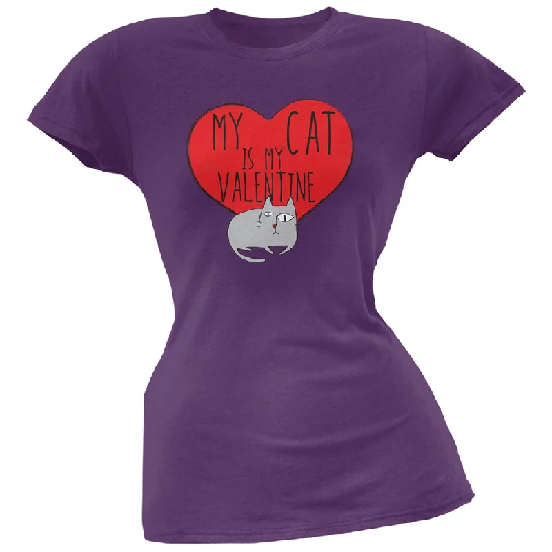 Branded T-ShirtsValentine's Day - My Cat Is My Valentine Purple Soft Juniors T-Shirt