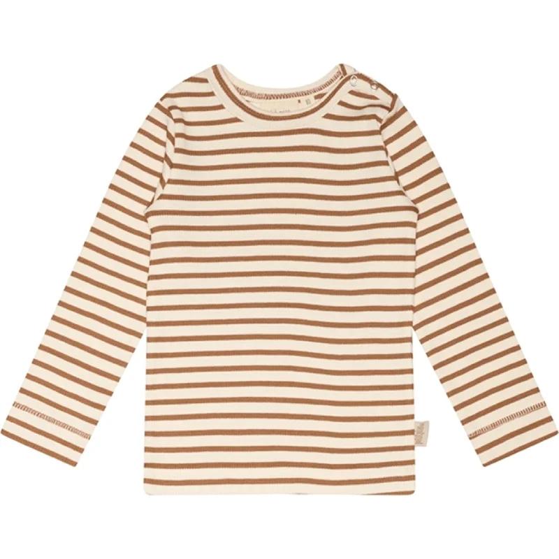 Painted T-ShirtsPetit Piao® Caramel/Off White T-shirt Modal Striped