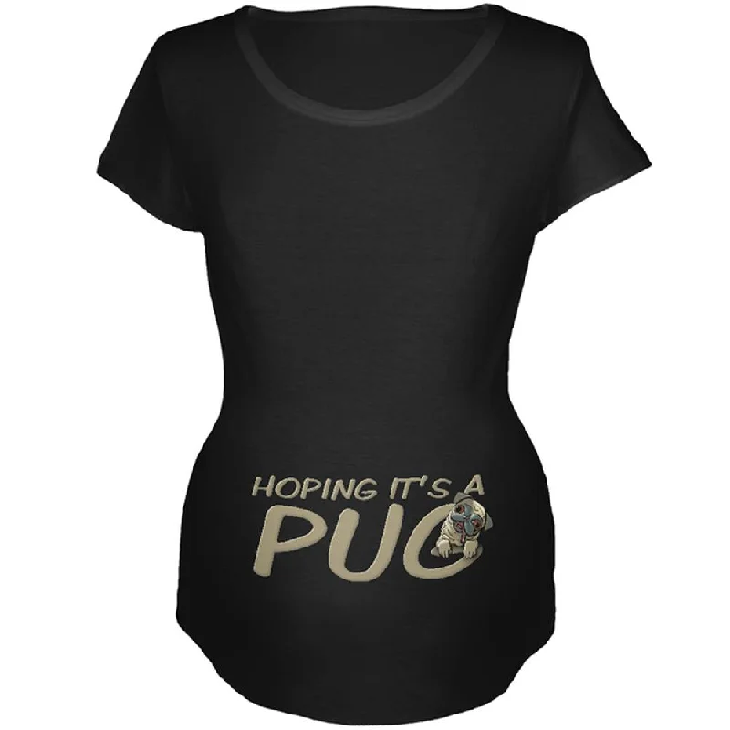 Button-Up T-ShirtsWe're Hoping it's a Pug Funny Cute Puppy Maternity Soft T Shirt