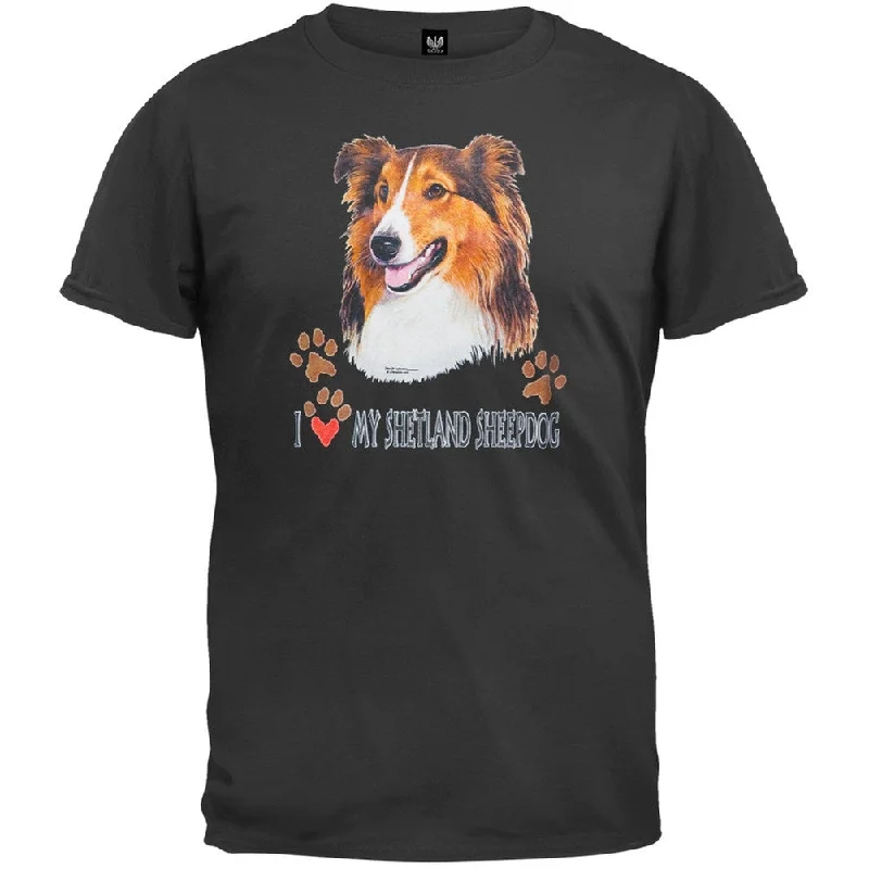 Longline T-ShirtsI Paw My Shetland Sheepdog Black T-Shirt