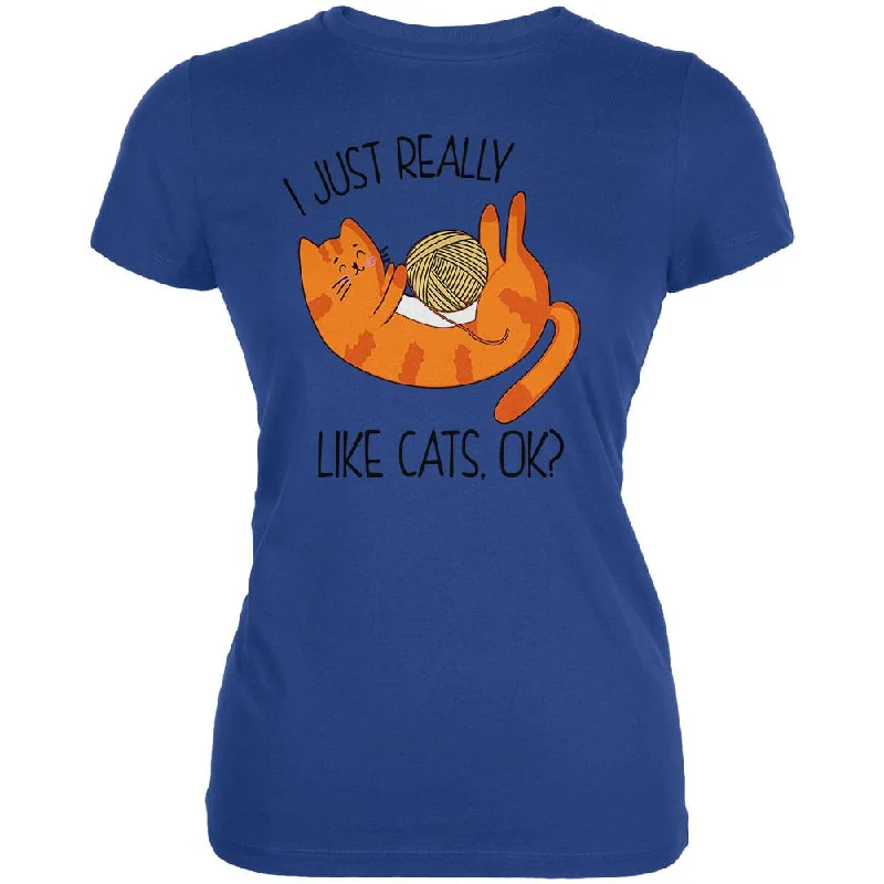 Oversized T-ShirtsI Just Really Like Cats Ok Cute Juniors Soft T Shirt