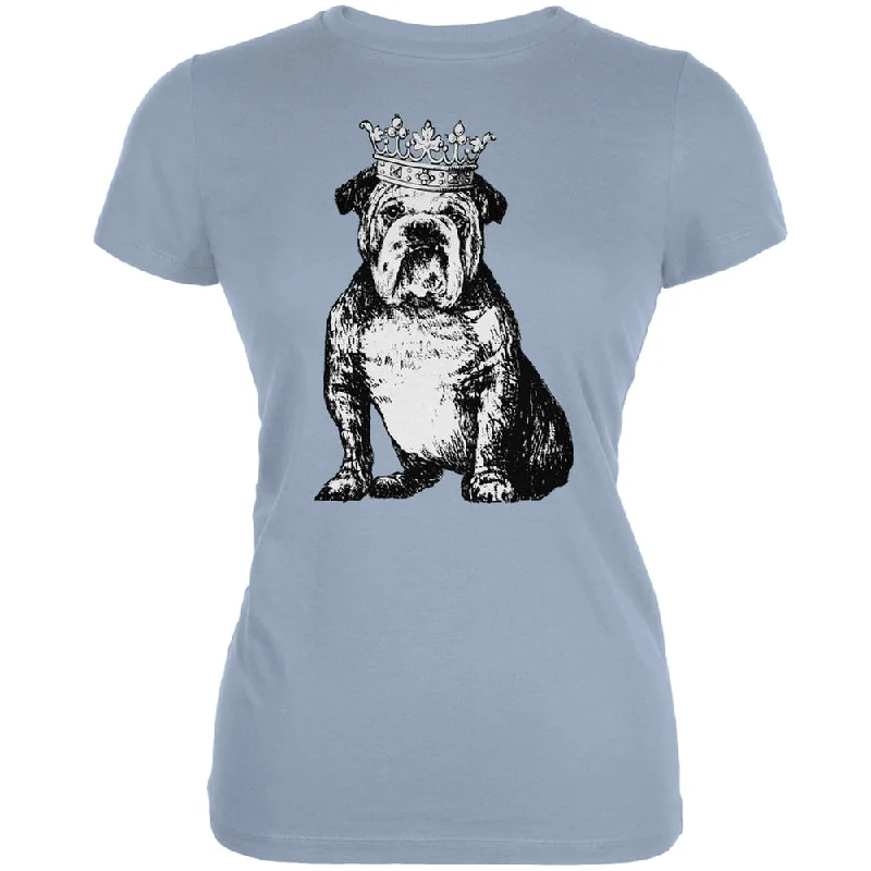 Cultural T-ShirtsBulldog Crown Light Blue Juniors Soft T-Shirt