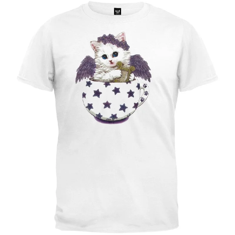 Polyester T-ShirtsCup Kitty Angel White T-Shirt