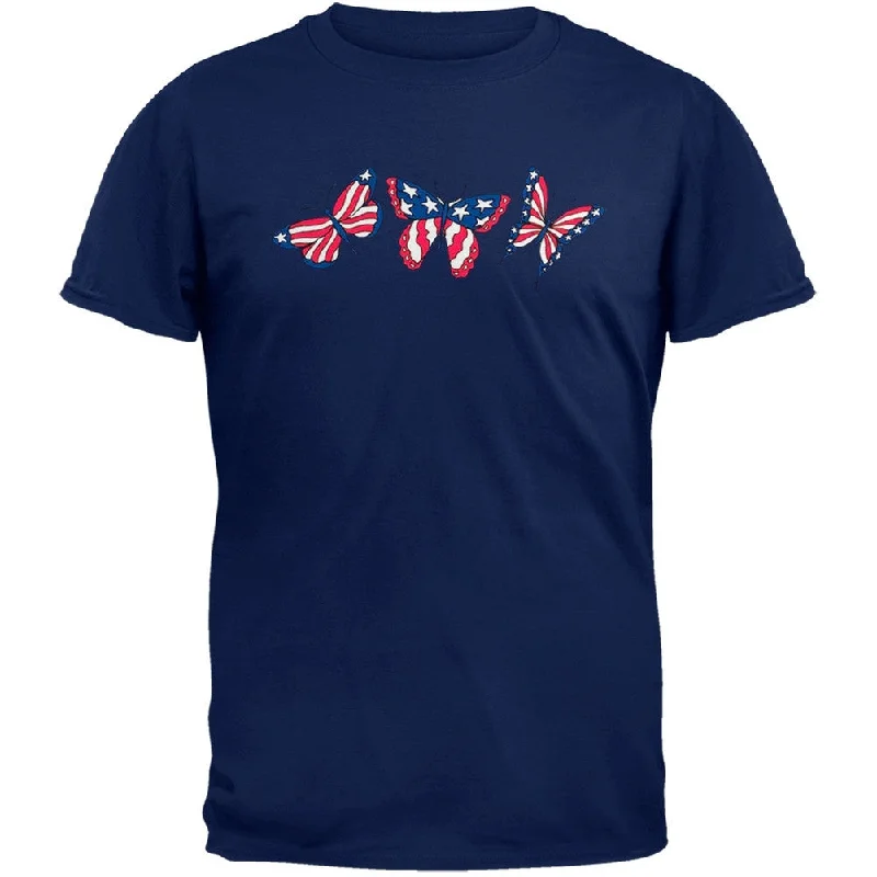 Silk T-ShirtsFlag Butterflies Navy T-Shirt