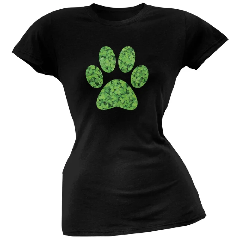 French Terry T-ShirtsSt. Patricks Day - Dog Paw Black Soft Juniors T-Shirt