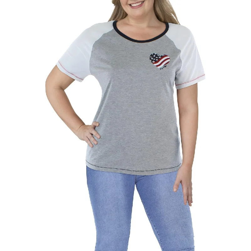 Studded T-ShirtsWomens Cotton Blend Baseball Graphic T-Shirt