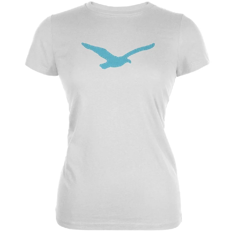 Zippered T-ShirtsSeagull Faux Stitched White Juniors Soft T-Shirt