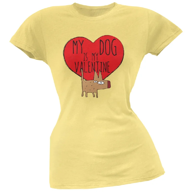 Embellished T-ShirtsValentine's Day - My Dog Is My Valentine Yellow Soft Juniors T-Shirt