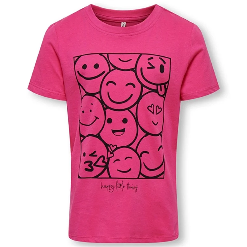 Designer T-ShirtsKids ONLY Fuchsia Purple Smil Happy T-Shirt