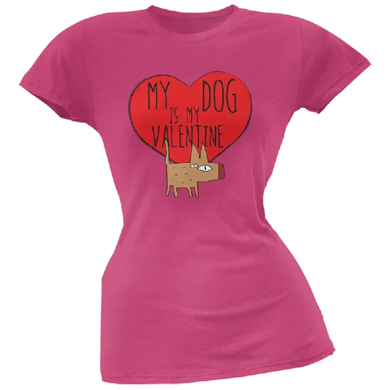 Button-Up T-ShirtsValentine's Day - My Dog Is My Valentine Pink Soft Juniors T-Shirt