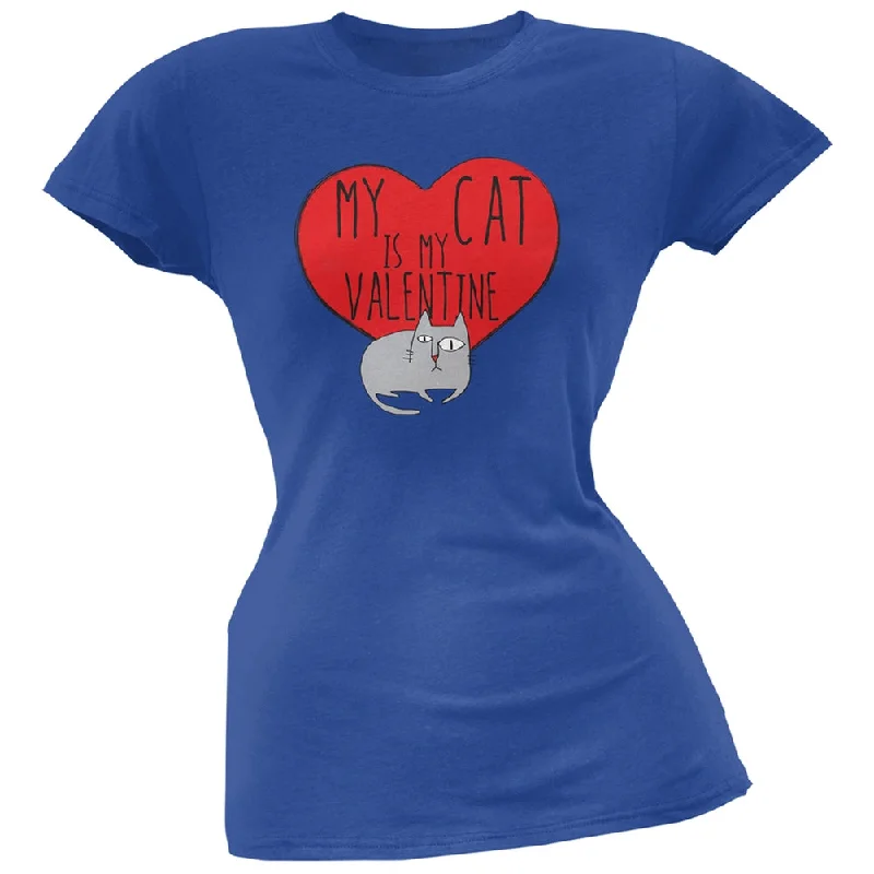 Band Merch T-ShirtsValentine's Day - My Cat Is My Valentine Blue Soft Juniors T-Shirt