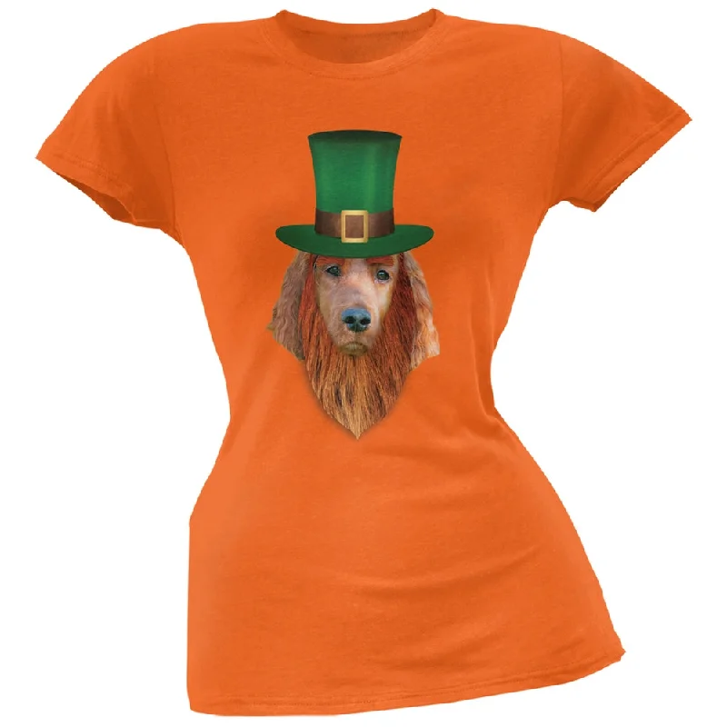 Cotton T-ShirtsSt. Patricks Day - Irish Setter Leprechaun Orange Soft Juniors T-Shirt