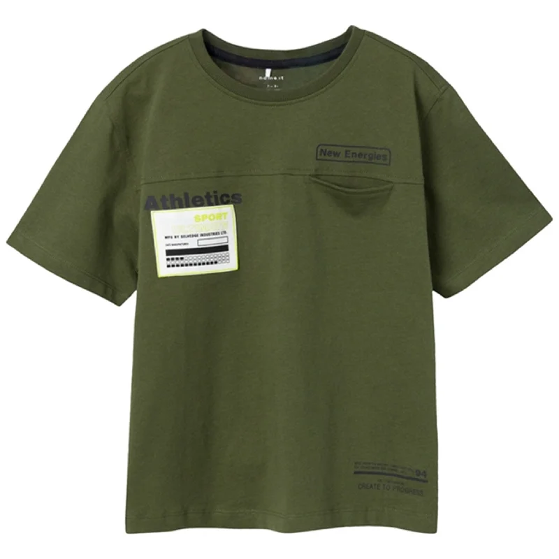 Fleece T-ShirtsName it Rifle Green Koman Loose T-Shirt