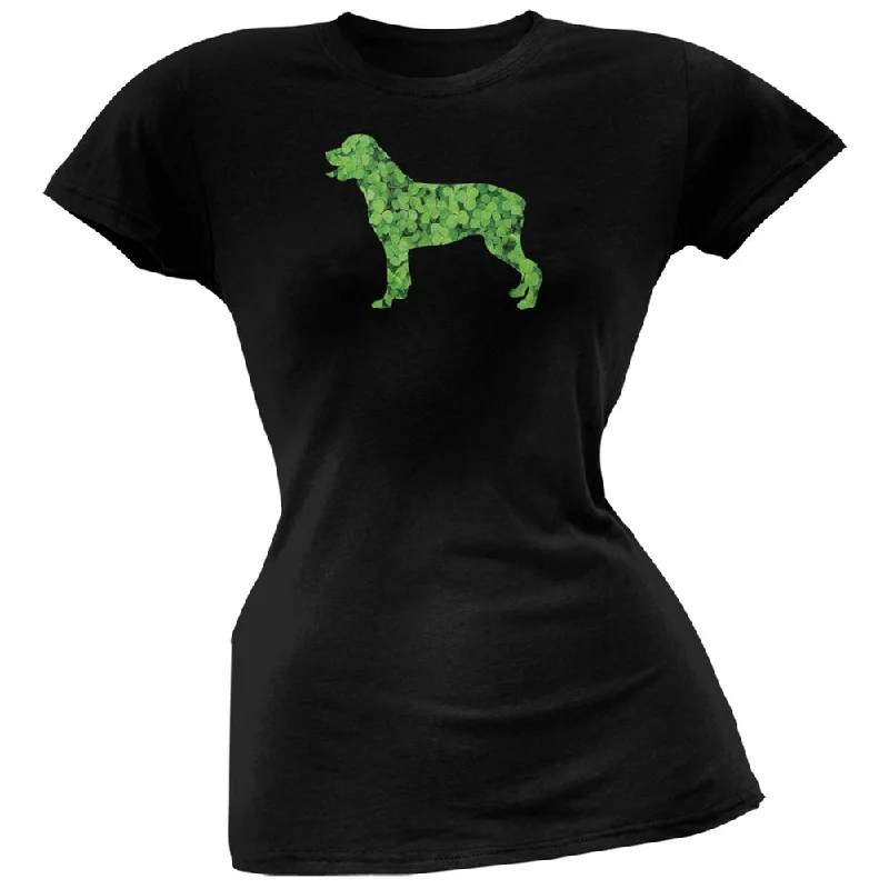 Printed T-ShirtsSt. Patricks Day - Rottweiler Shamrock Black Soft Juniors T-Shirt