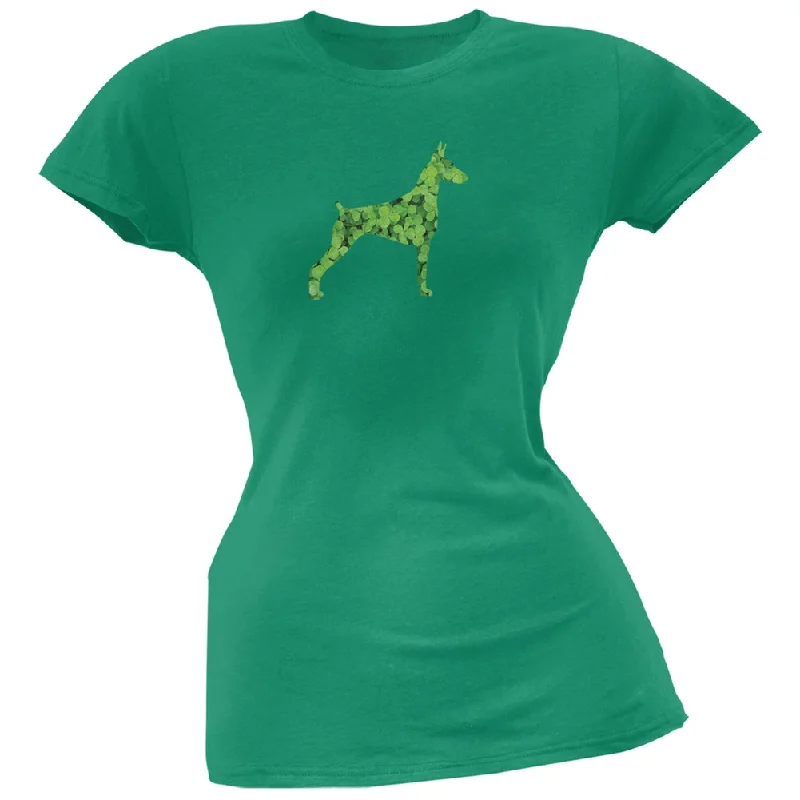 Thermal T-ShirtsSt. Patricks Day - Doberman Pinscher Shamrock Kelly Green Soft Juniors T-Shirt