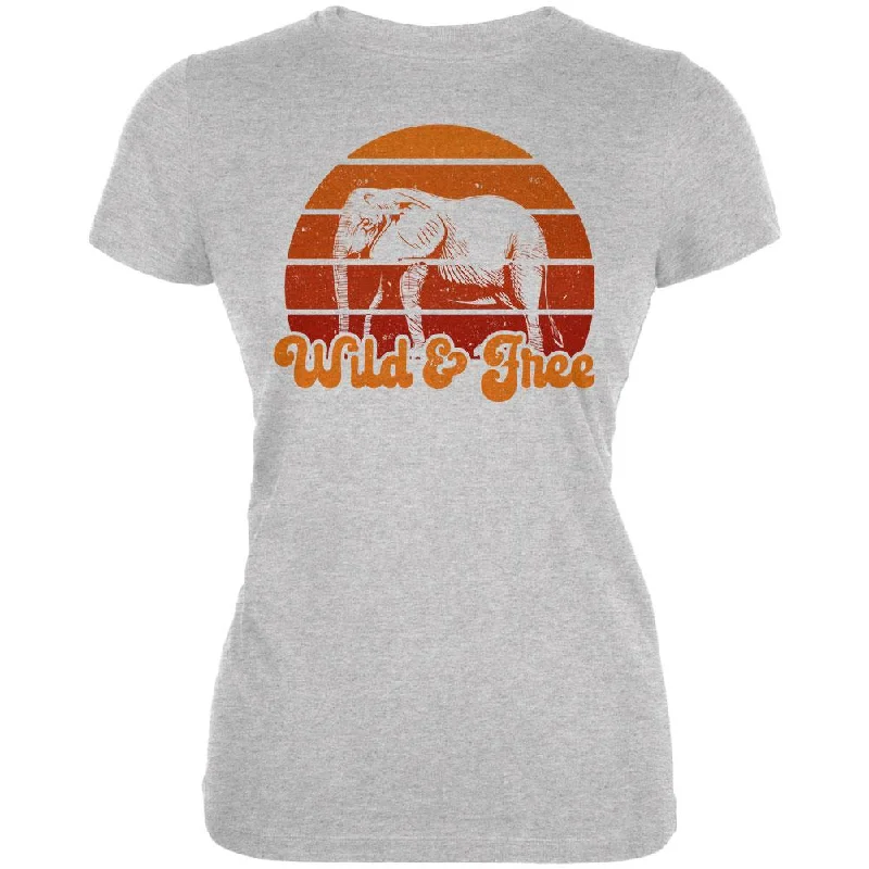 Mesh T-ShirtsElephant Wild And Free Retro Sun Juniors Soft T Shirt