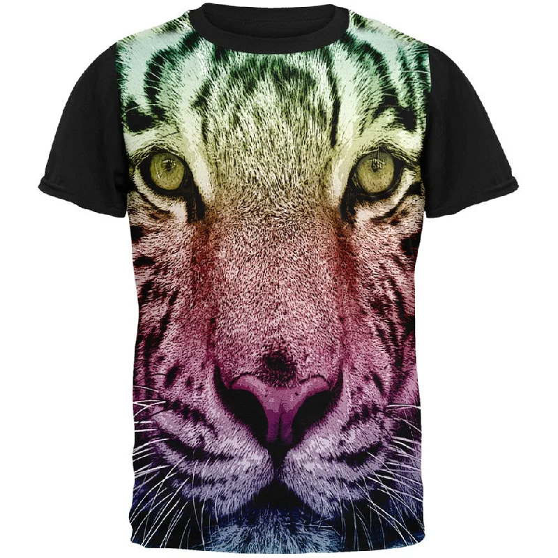 Metallic T-ShirtsRainbow Tiger Adult Black Back T-Shirt