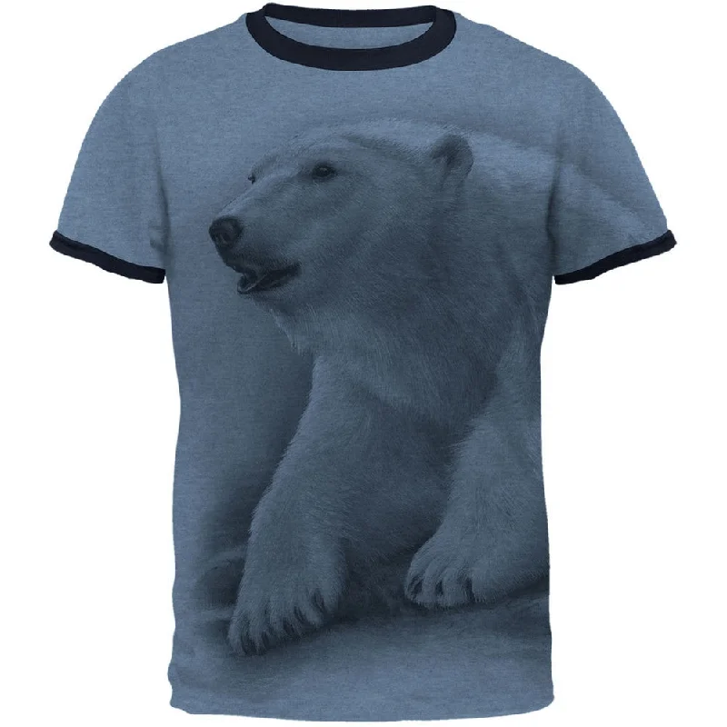 Waterproof T-ShirtsPolar Bear All Over Heather White Adult T-Shirt