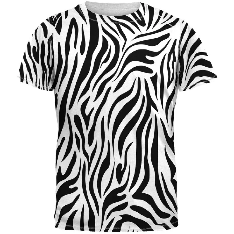 Blended Fabric T-ShirtsZebra Print White Sublimated Adult T-Shirt