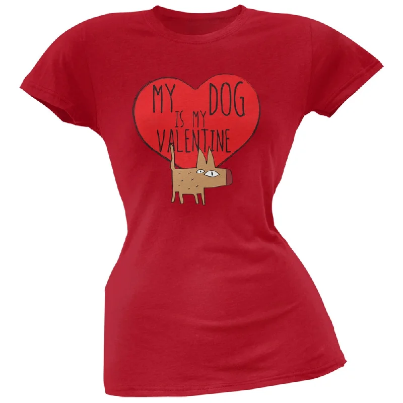 Hooded T-ShirtsValentine's Day - My Dog Is My Valentine Red Soft Juniors T-Shirt