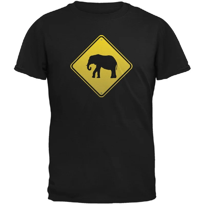 Hip-Hop T-ShirtsElephant Crossing Sign Black Adult T-Shirt