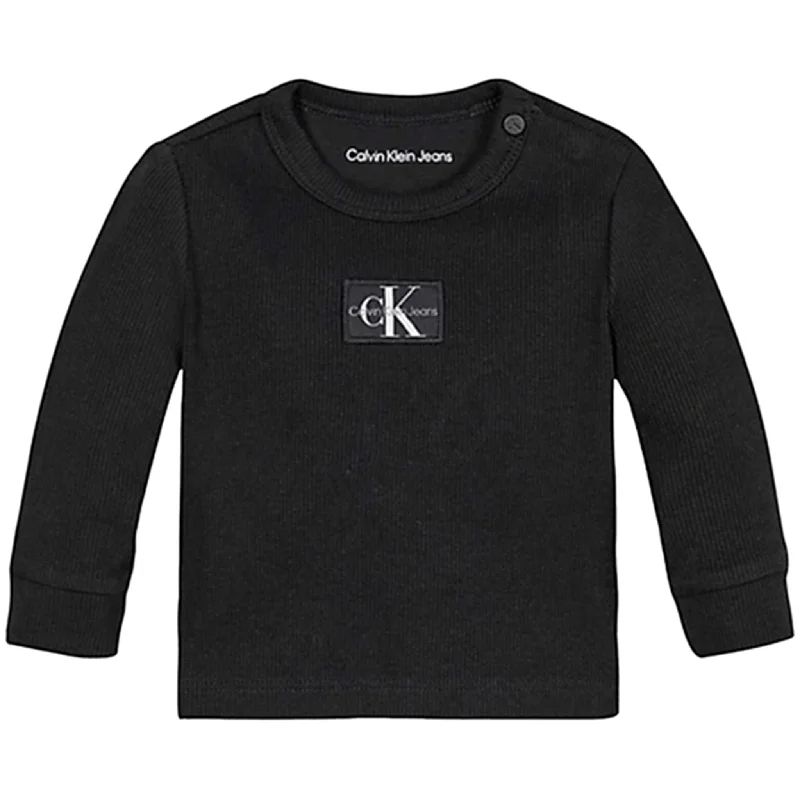 Lace-Up T-ShirtsCalvin Klein Monogram Rib L/S T-Shirt Ck Black