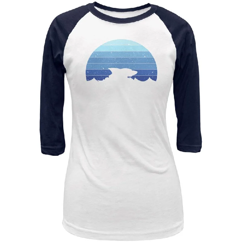 Linen T-ShirtsOcean Shark Retro Sunset Blue Juniors 3/4 Raglan T Shirt