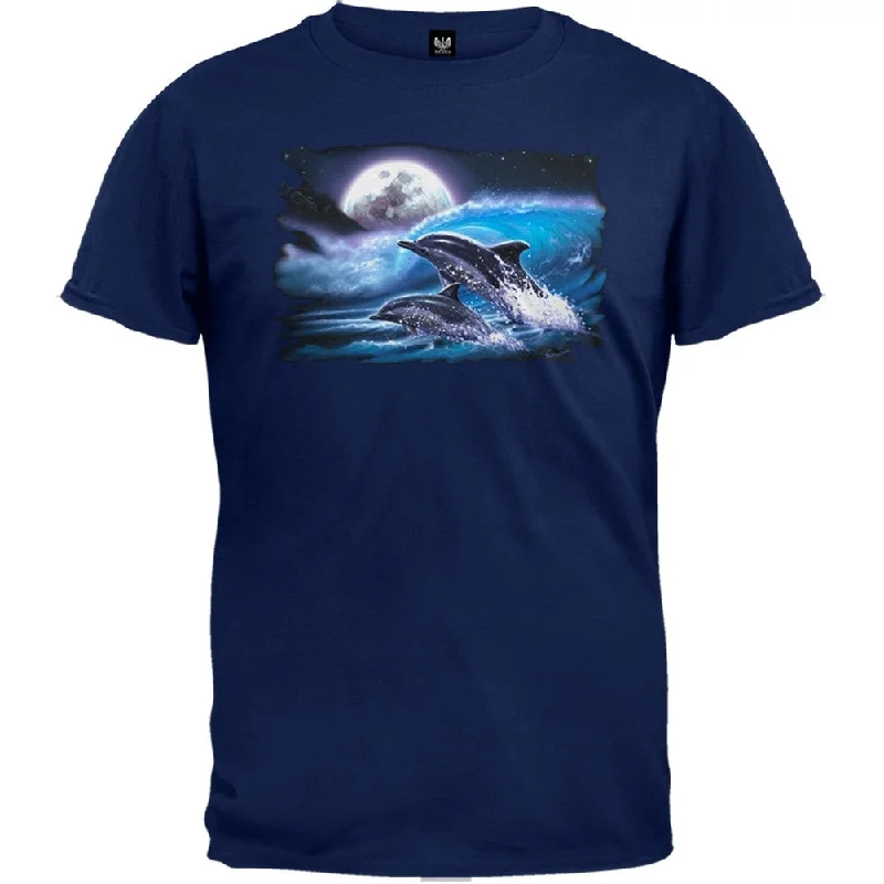 Crewneck T-ShirtsMoon Dolphins Navy T-Shirt