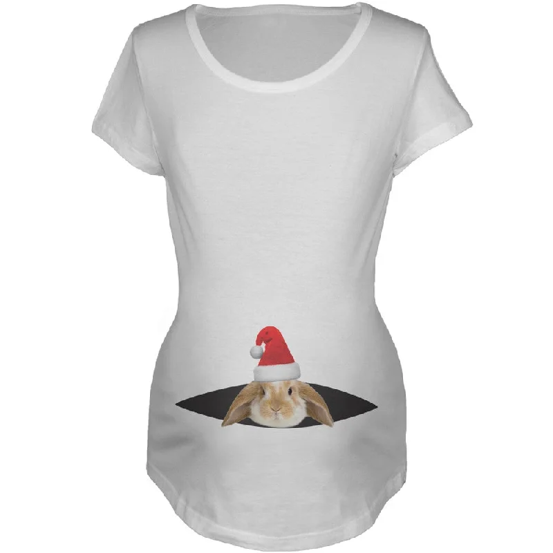 Running T-ShirtsPeeking Christmas Bunny Women's Maternity T-Shirt