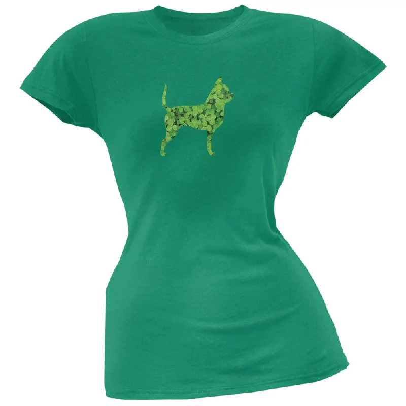 Reflective T-ShirtsSt. Patricks Day - Chihuahuas Shamrock Kelly Green Soft Juniors T-Shirt