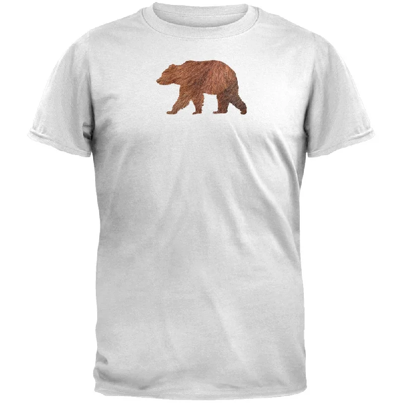 French Terry T-ShirtsWalking Furry Bear Silhouette White T-Shirt