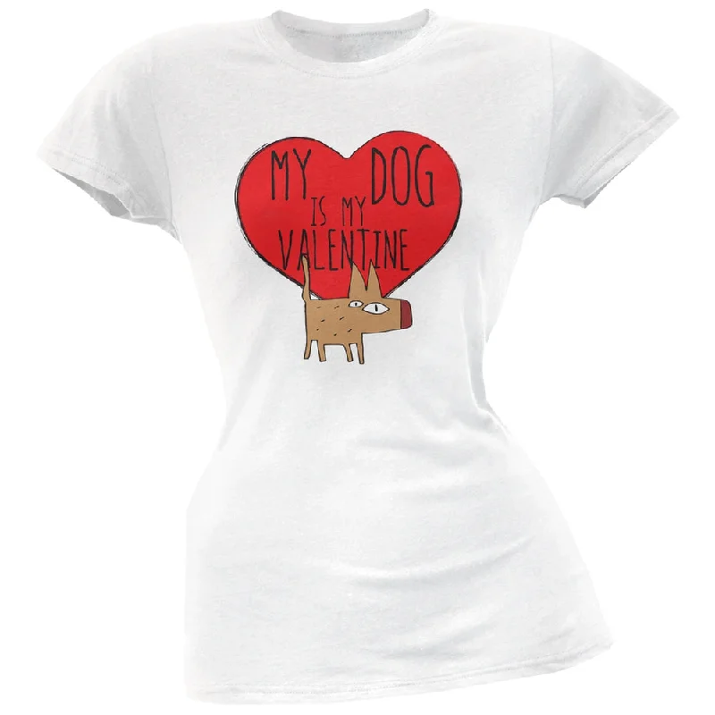 Ribbed Cuff T-ShirtsValentine's Day - My Dog Is My Valentine White Soft Juniors T-Shirt