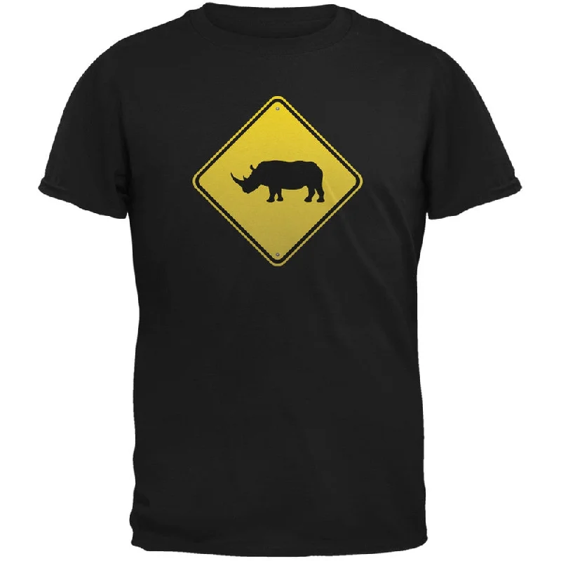 UV-Protection T-ShirtsRhino Crossing Sign Black Adult T-Shirt