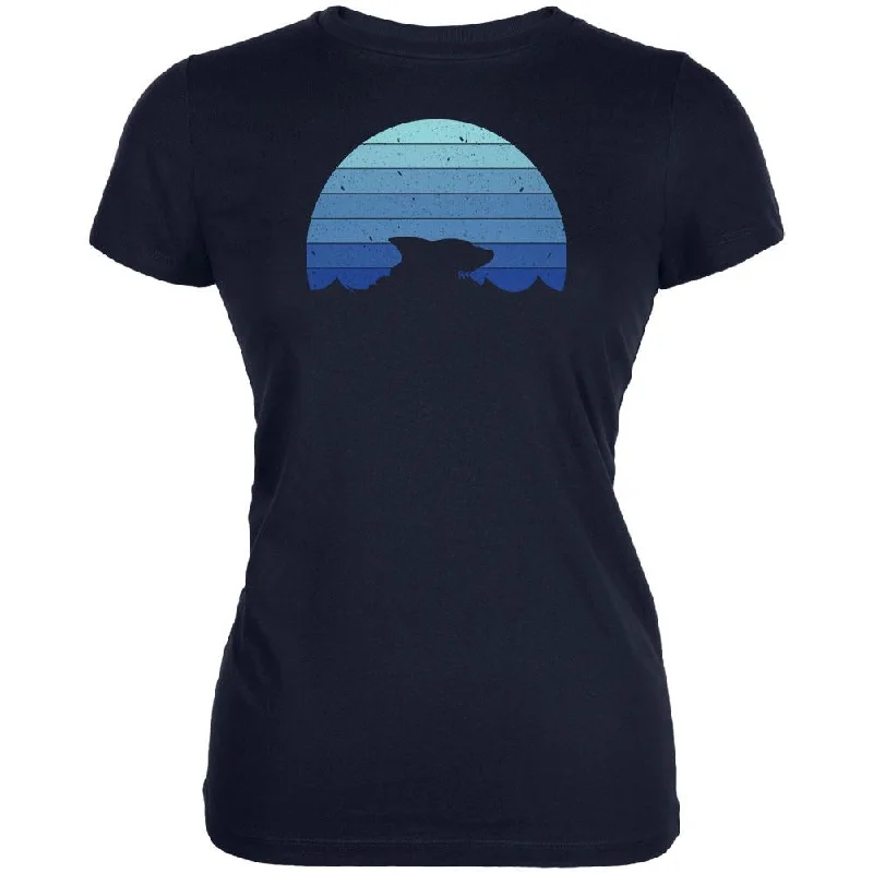 Bamboo T-ShirtsOcean Shark Retro Sunset Blue Juniors Soft T Shirt