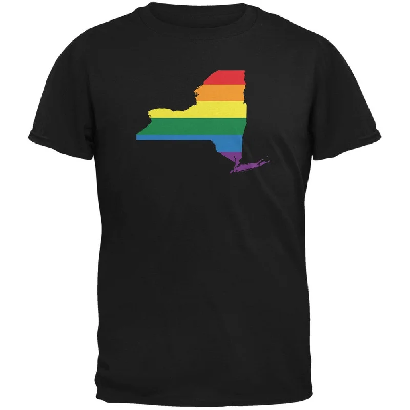 Recycled Fabric T-ShirtsNew York LGBT Gay Pride Rainbow Black Adult T-Shirt