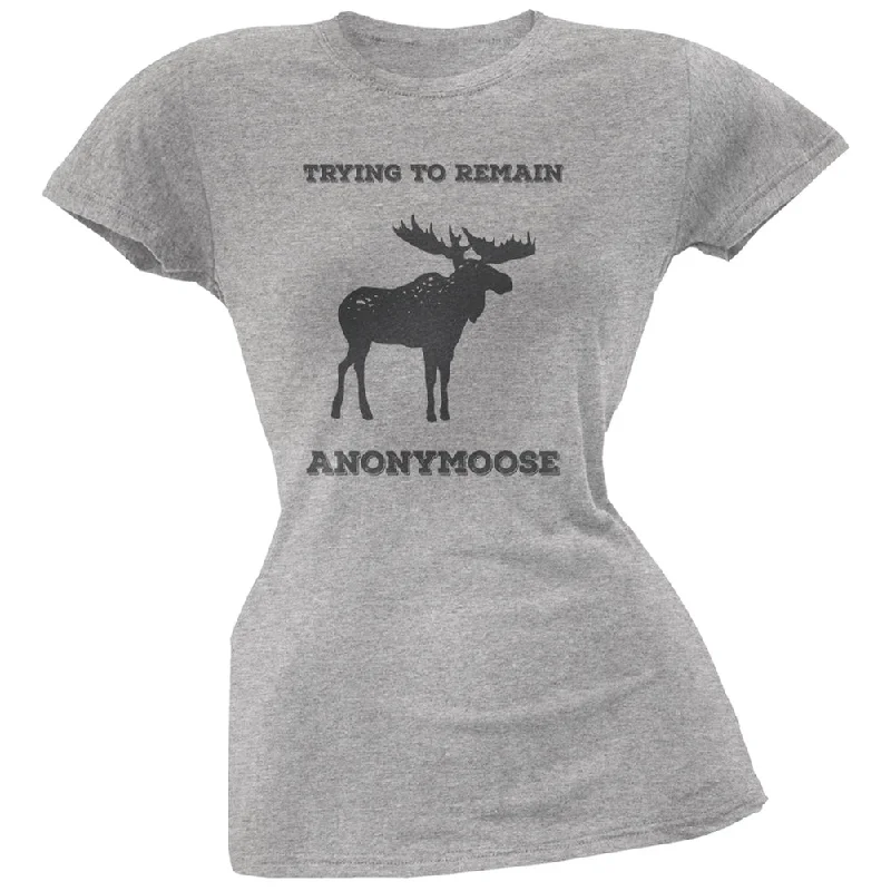 Sheer T-ShirtsPAWS - Moose Trying to Remain Anonymoose Heather Soft Juniors T-Shirt