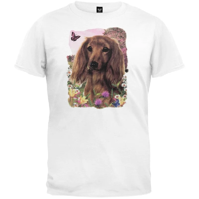 Fishing T-ShirtsLonghaired Red Dachshund White T-Shirt