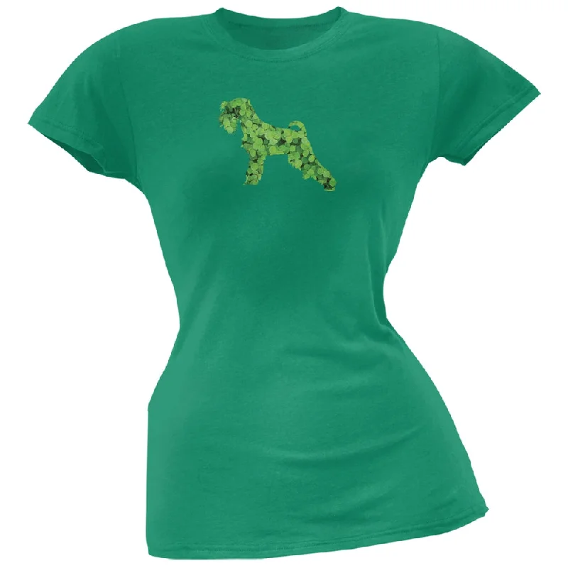 Mesh T-ShirtsSt. Patricks Day - Miniature Schnauzer Shamrock Kelly Green Soft Juniors T-Shirt